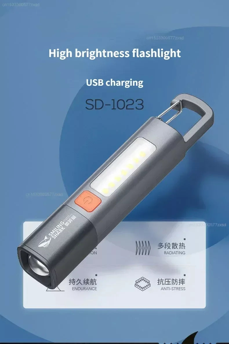 Xiaomi Outdoor Flashlight Portable Strong Light Variable Focus with Floodlight Side Lights Long Range Rechargeable Flashlight