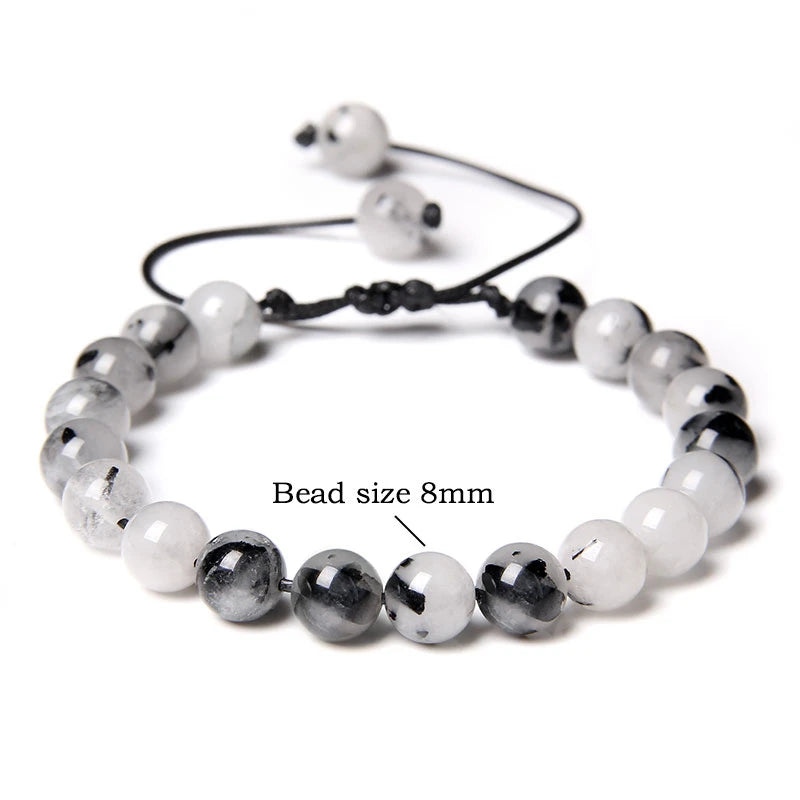 8MM Stone Bead Braid Bracelets Minimalist Natural Carnelian Agates Jades Gem Woven Bangle Healing Jewelry Gift For Women Men