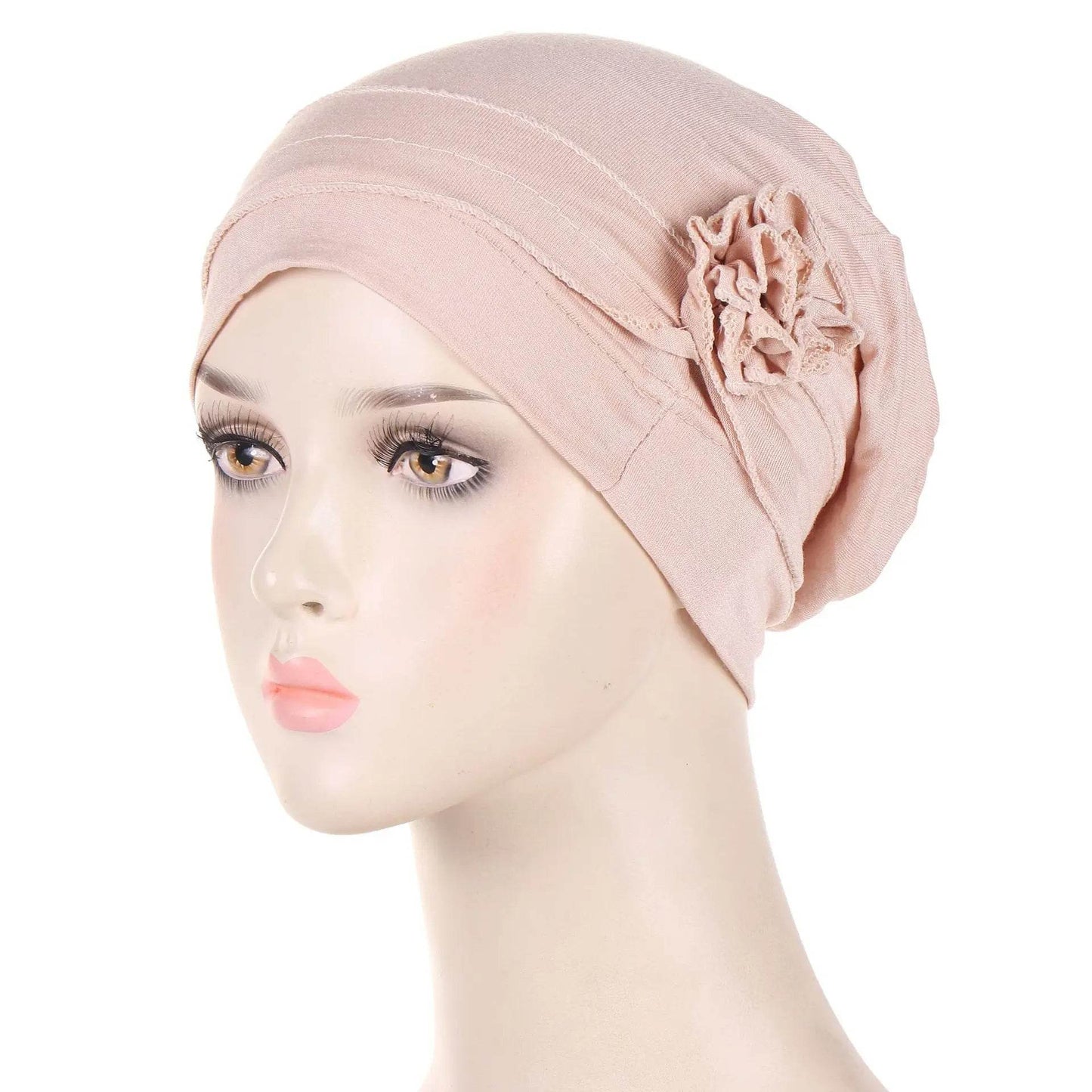 Muslim Fashion Flowers Turban Cap Solid Color Women Hijabs Islamic Chemo Cap Head Scarf Ladies Head Wrap Cover Hijab Scarf - AIAZ