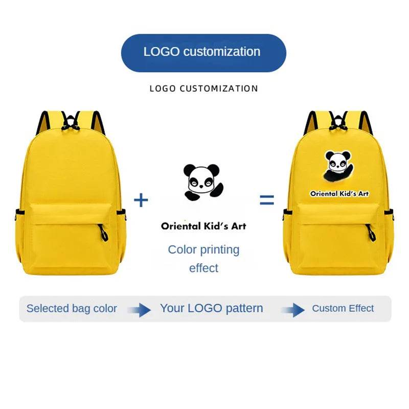 Personalized School Bag Custom Logo School Backpack Training Class Gift School Name Pattern Elementary school backpack wholesale - AIAZ