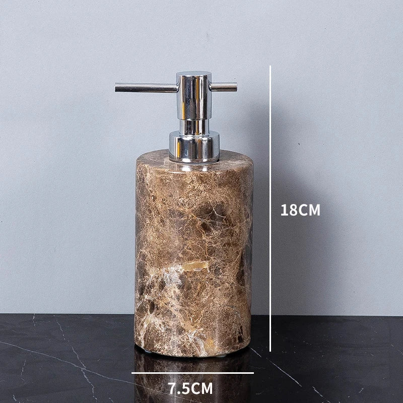 Emperador Dark Natural Marble Bathroom Set Brown Luxury Toothbrush Holder Soap Dish Soap Dispenser Bathroom Accessories