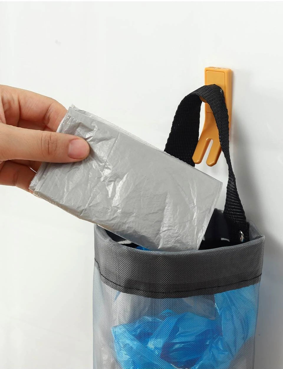 Home Grocery Bag Holder Wall Mount Plastic Bag Holder Dispenser Hanging Storage Trash Garbage Bag Kitchen Garbage Organizer