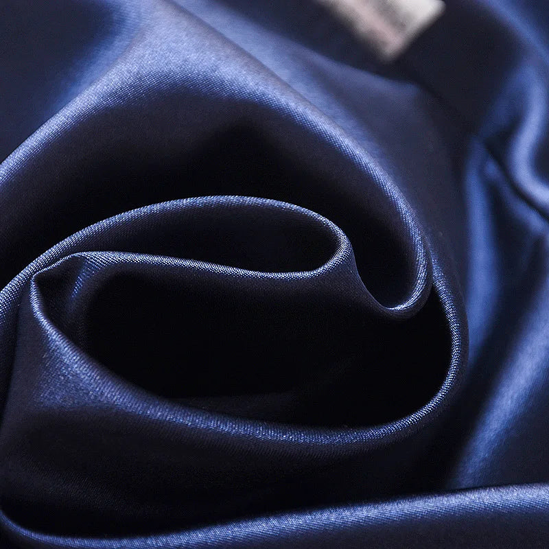 Korean version of childrens pajamas set silk satin long sleeve top+trousers two -piece male baby girl cartoon solid color set