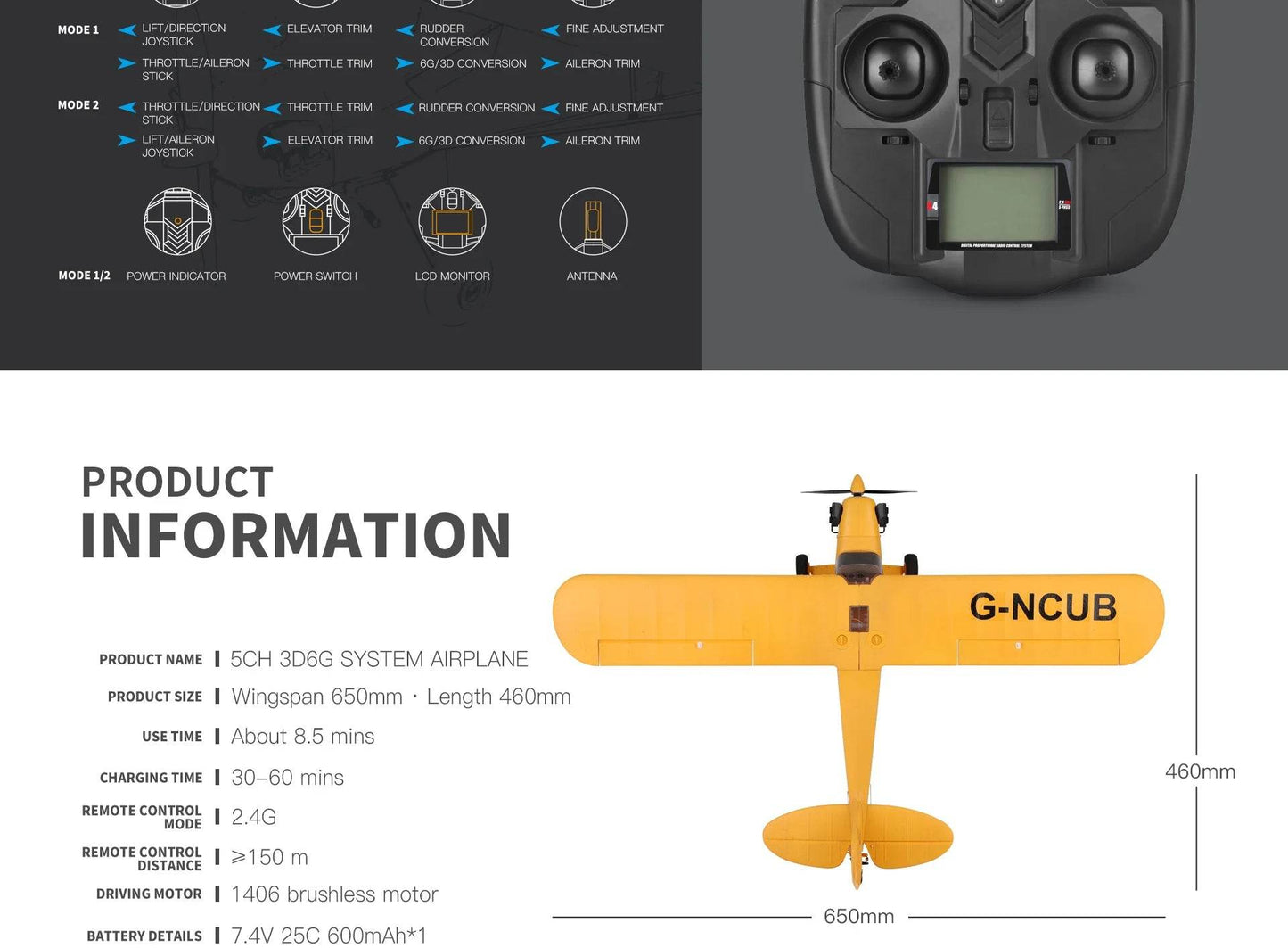 Qidi560 Moore M7 Off-road RC Plane 4CH Brushless Remote Control Airplane Fixed Wing Aircraft Model EPP Foam Toys for Children - AIAZ