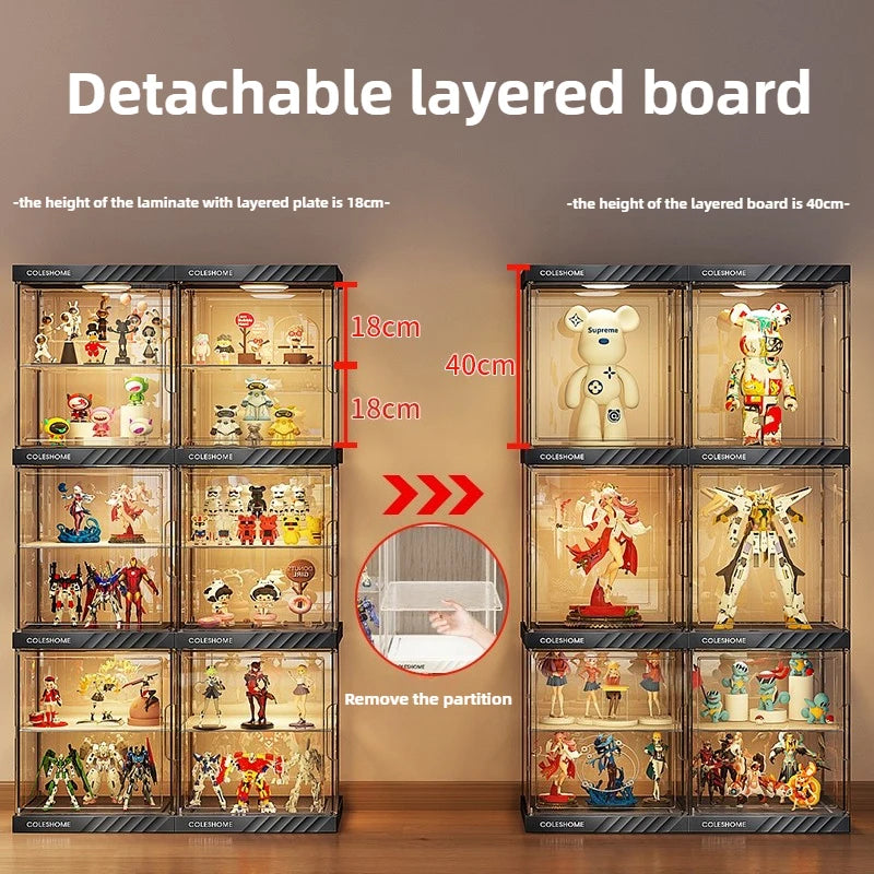 Handmade Display Cabinet, Decorative Model, Building Block Storage Box, Transparent Lego Layered Toy Rack for Household Use