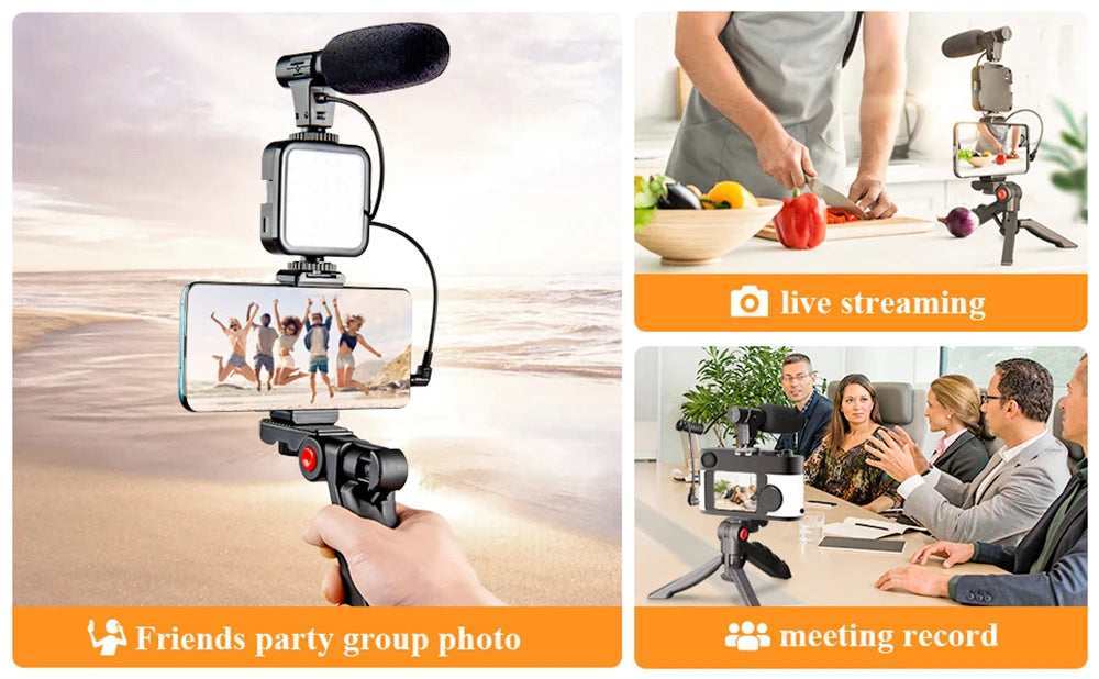 Portable Vlogging Kit Video Making Equipment with Tripod Bluetooth Control for SLR Camera Smartphone Youtube Photography