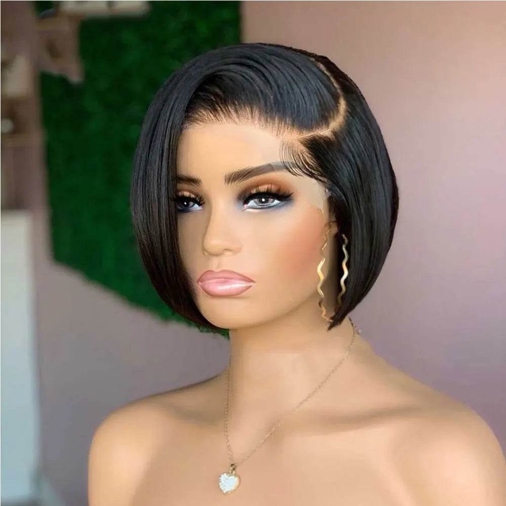 Short Pixie Cut Wigs Human Hair 13x4 Bob Lace Front Human Hair Wigs for Women 13x4 Full Lace Frontal Pixie Wig Party Cosplay Wig - AIAZ