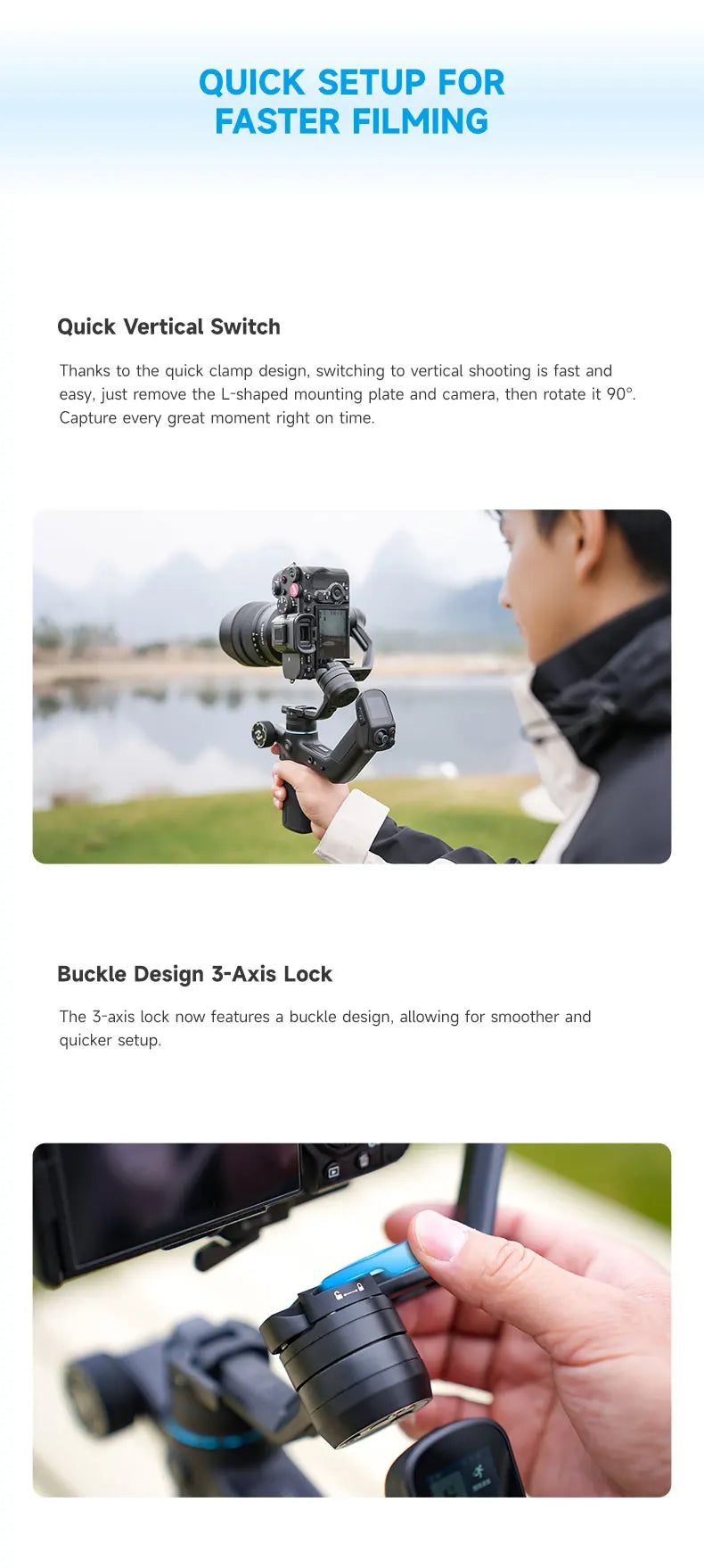 FeiyuTech SCORP Mini 3 Pro Gimbal with Detachable Remote Handle & AI 4.0 Tracking for Mirrorless, Action Camera & Smartphones