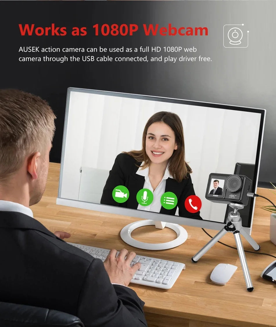 2" IPS Dual Screen Action Camera 5K 30FPS  4K 60FPS 48MP EIS Video With Optional Filter Lens 1080P Webcam Vlog WiFi Sports Cam