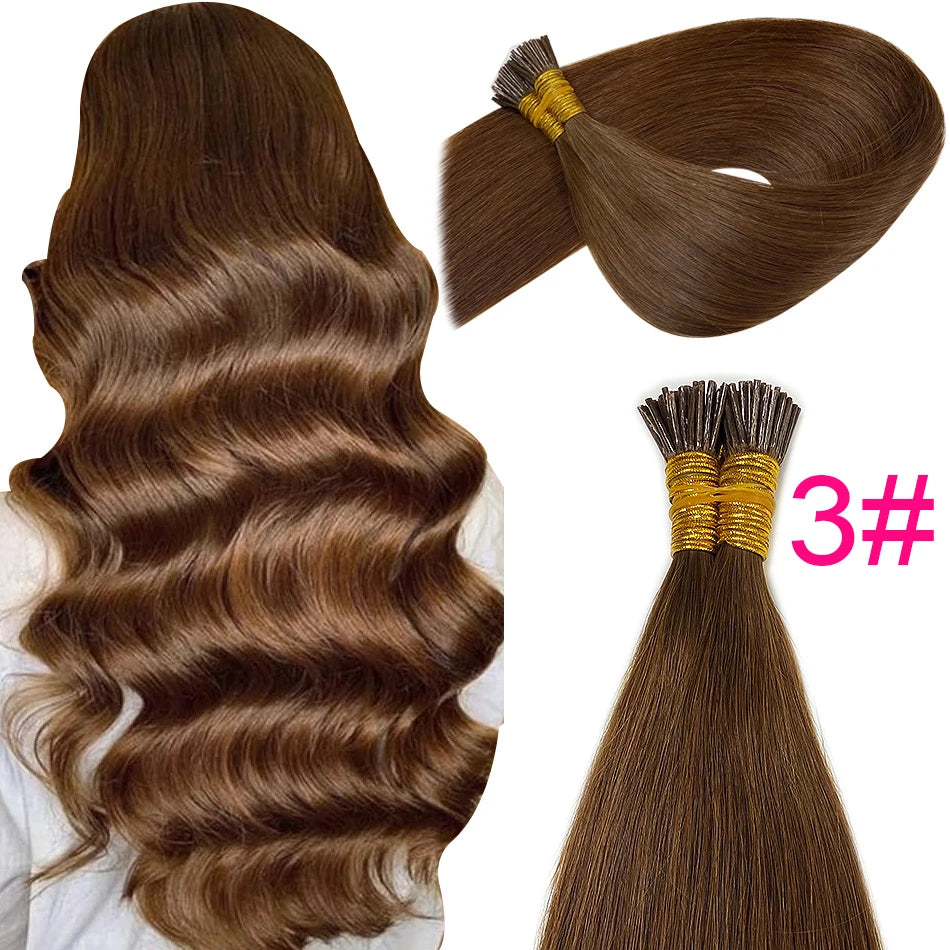 I Tips Virgin Hair Extensions 27# For Black Women 100% Remy Bulk Hair I Tip Natural Hair Extensions Straight Natural Fusion 613#