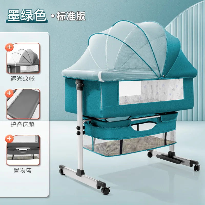 Crib Newborn Bed Splicing Big Bed Baby Crib Multi-functional Mobile Foldable