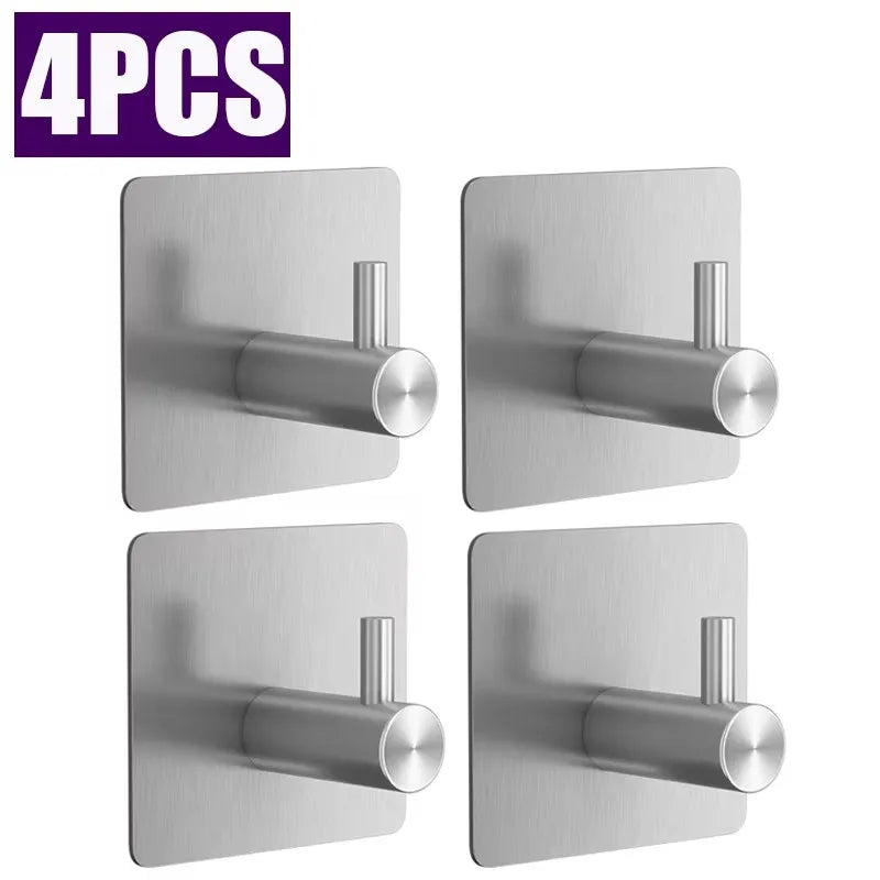 4/1pcs Black Self-Adhesive Wall Hooks for Hanging Keys Clothes Hanger Bathroom Door Robe Hook Coat Rack Towel Holder Accessories