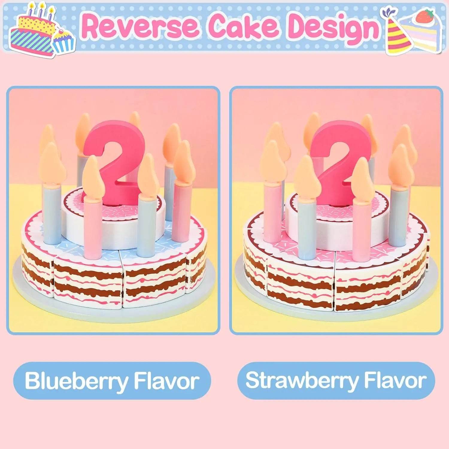 Wooden Kids Kitchen Toys Simulation Birthday Cake Toy Pretend Play Cutting Food Game Children Role Play Toy Gifts for Boy Girl - AIAZ