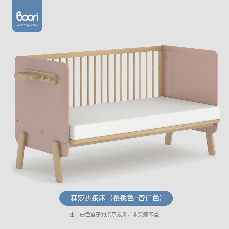 ZZ  Splicing Bed Children's Seamless Bedside Bed Widened Crib Adjustable High Guardrail Bed