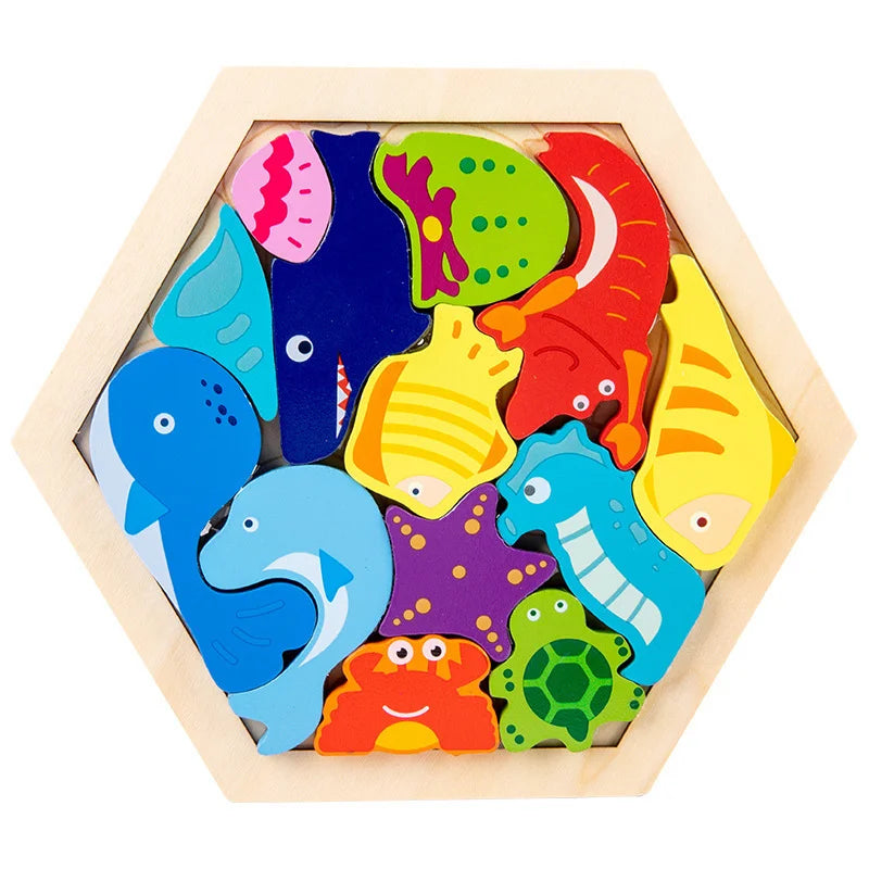 27 Style Block Puzzle Jigsaw Puzzle Board Classical Puzzle Children's Toys Hexagonal Alien Chess Tangram Puzzle Toys