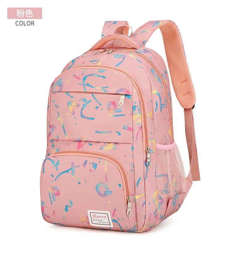 Three piece set of large capacity school backpack versatile letter printed casual backpacks junior high school student schoolbag - AIAZ