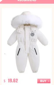 -30 degree Winter Ski Suit Plus Velvet Baby Jumpsuit Boy Overalls Warm Kids toddler girl Clothes Children Clothing coat overcoat