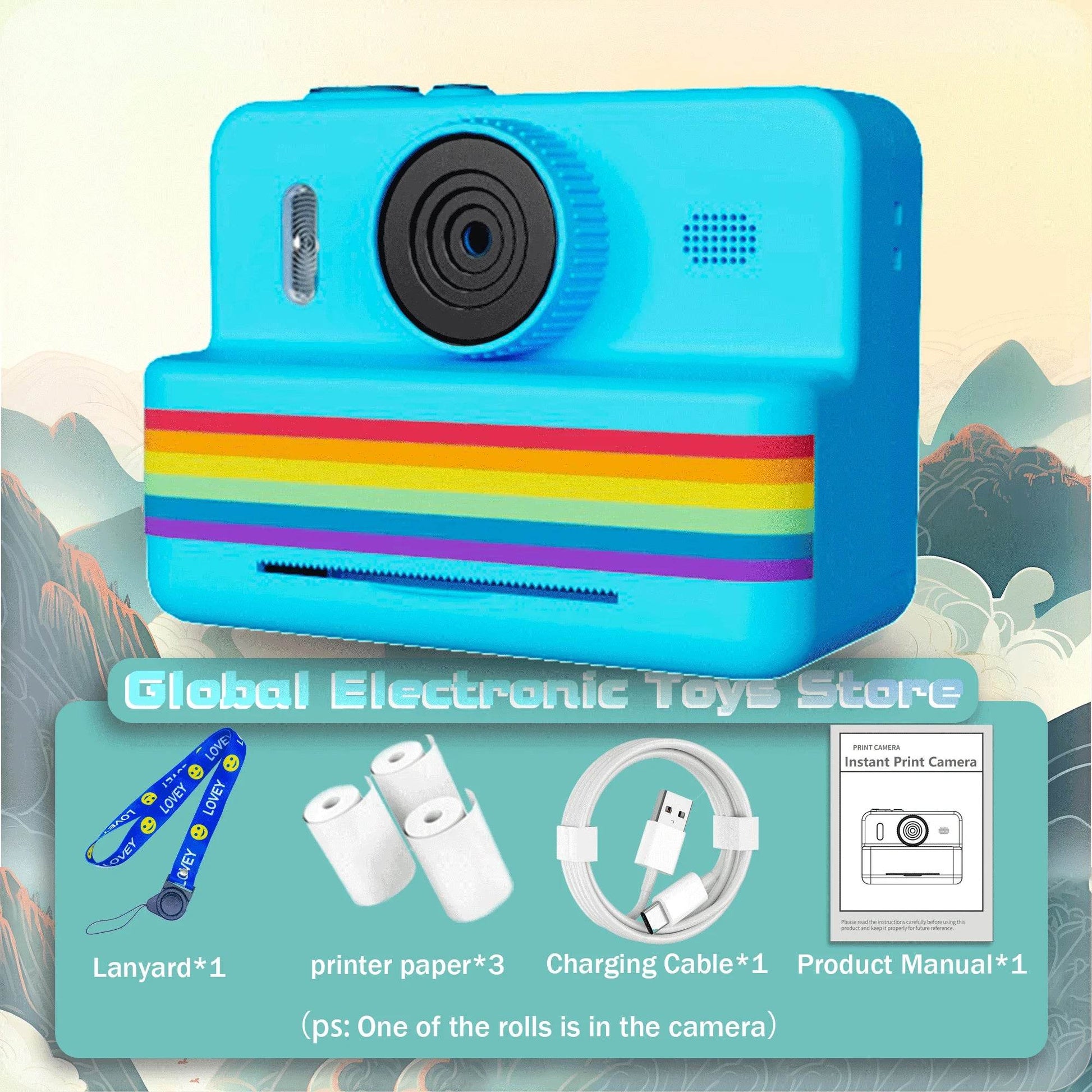 2.8 Inch Large Screen Instant Print Camera, HD Digital Video Camera for Kids, Outdoor Zero Ink Portable Print Toy Camera - AIAZ