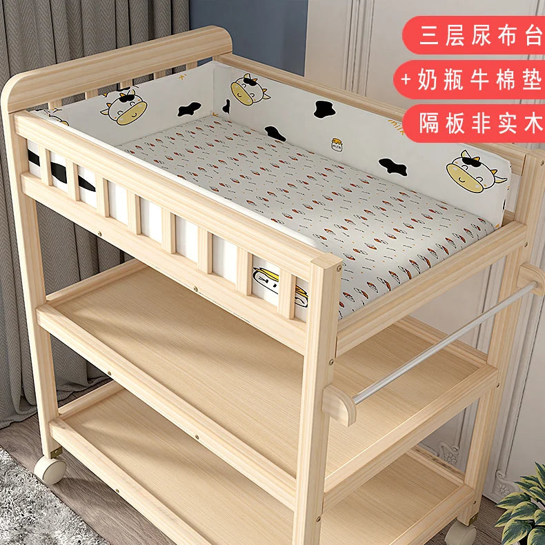 ZZ solid wood diaper changing table mobile care bath massage multi-functional baby newborn changing table