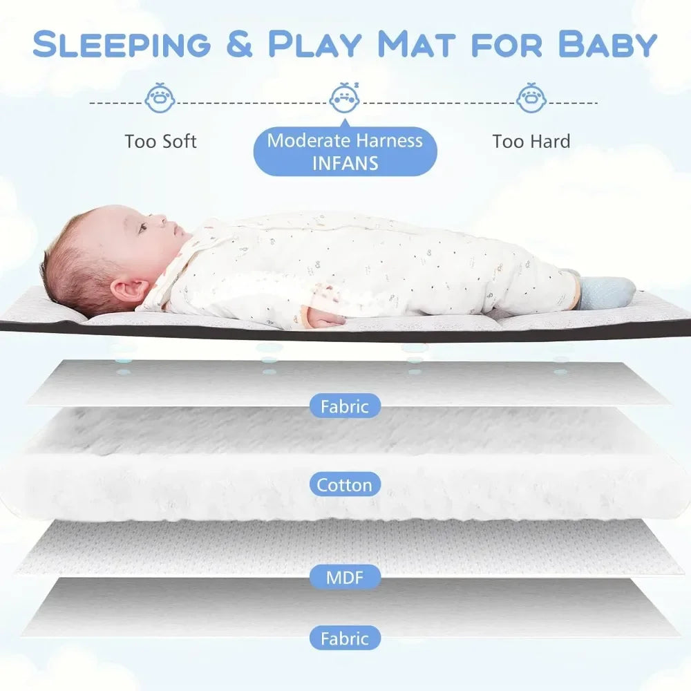 Multifunctional Baby Crib - Convertible Foldable Bed with Detachable Changing Table, Portable Co-Sleeper for Infants