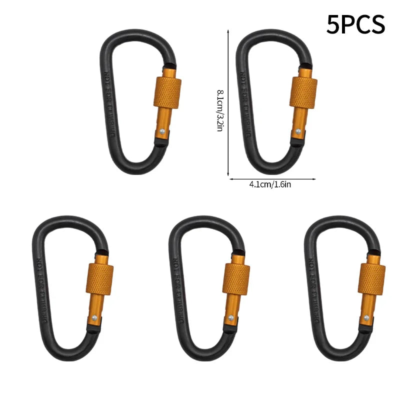5pcs/set Tactical Carabiners Clips EDC Survival Climbing Carabiners Clip Quickdraw Clip Caribiner Hooks Karabiners Accessories