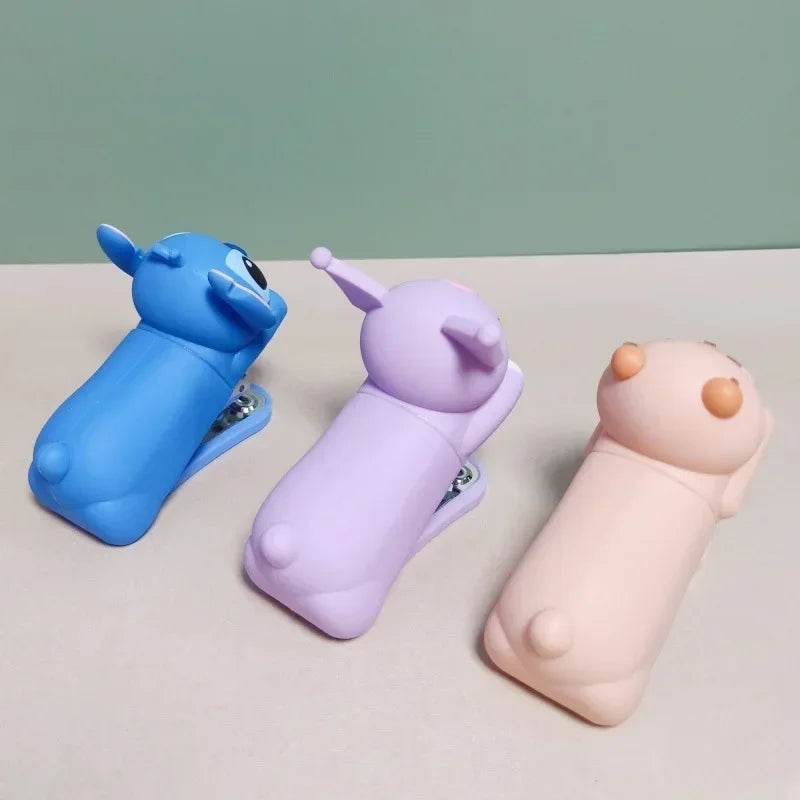 2024 New Mini Stapler School Supplies Stitch Hello Kitty Cartoon Doll Desktop Children Cute Pet Campus Gift Cute Study Unisex - AIAZ
