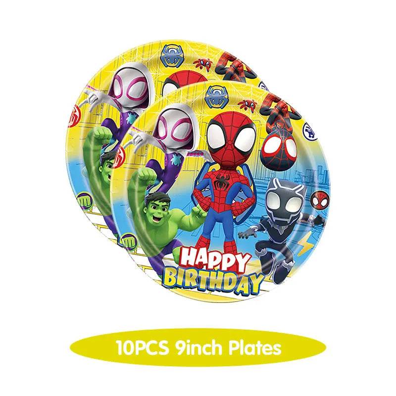 Spidey And His Amazing Friends Birthday Decoration Party Supplies Paper Cups Plates Napkins Tableware Tablecloth Kids Balloons - AIAZ