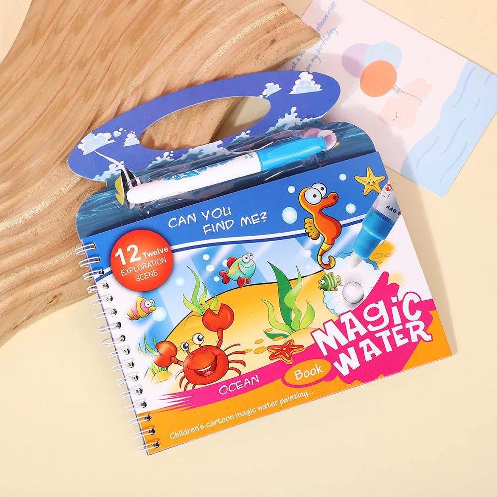Magical Water Painting Book Toddler Early Education Toys Reusable Magic Drawing Coloring Book for Kids Children Montessori Toys - AIAZ