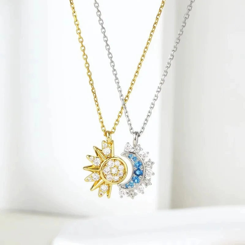 New Stainless Steel Magnetic Sun Moon Couple Necklace Fashion Chain for Men and Women Good Friend Gifts Trend Jewelry