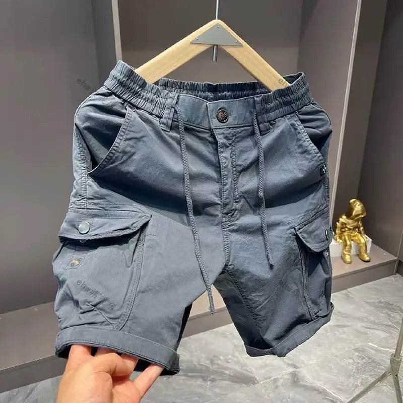 2025 Summer Work Shorts for Men Casual Multi-pocket Loose Elastic Five Points - AIAZ