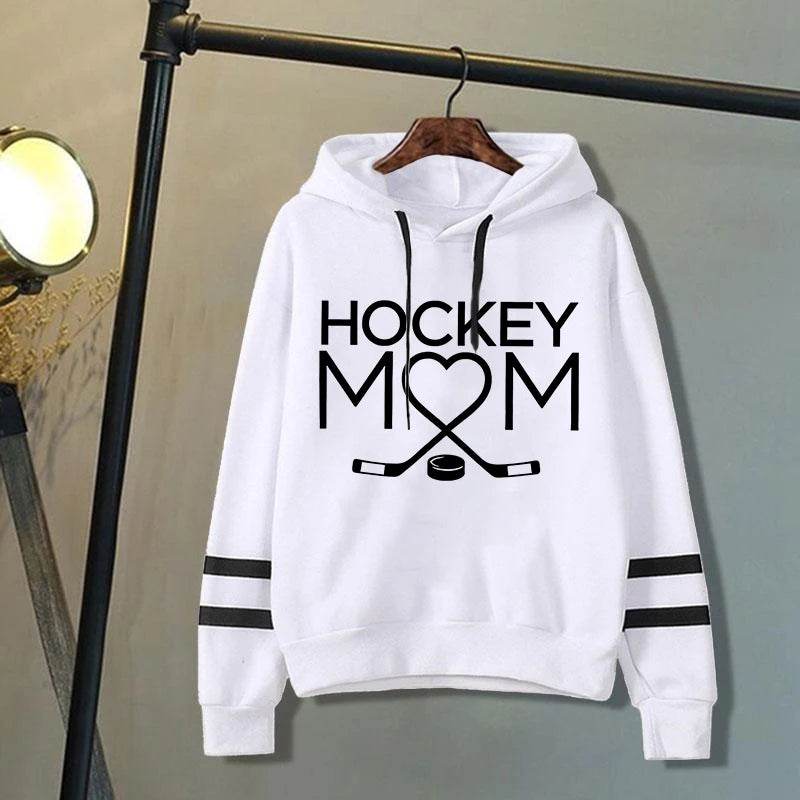Fashion Women'S Hooded Autumn And Winter Fleece Stripe Hoodies/Sweater For Women Casual Hockey Mom Printed Long Sleeve Pullover - AIAZ