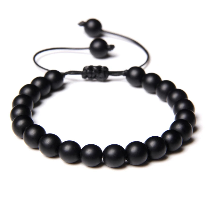 8MM Stone Bead Braid Bracelets Minimalist Natural Carnelian Agates Jades Gem Woven Bangle Healing Jewelry Gift For Women Men