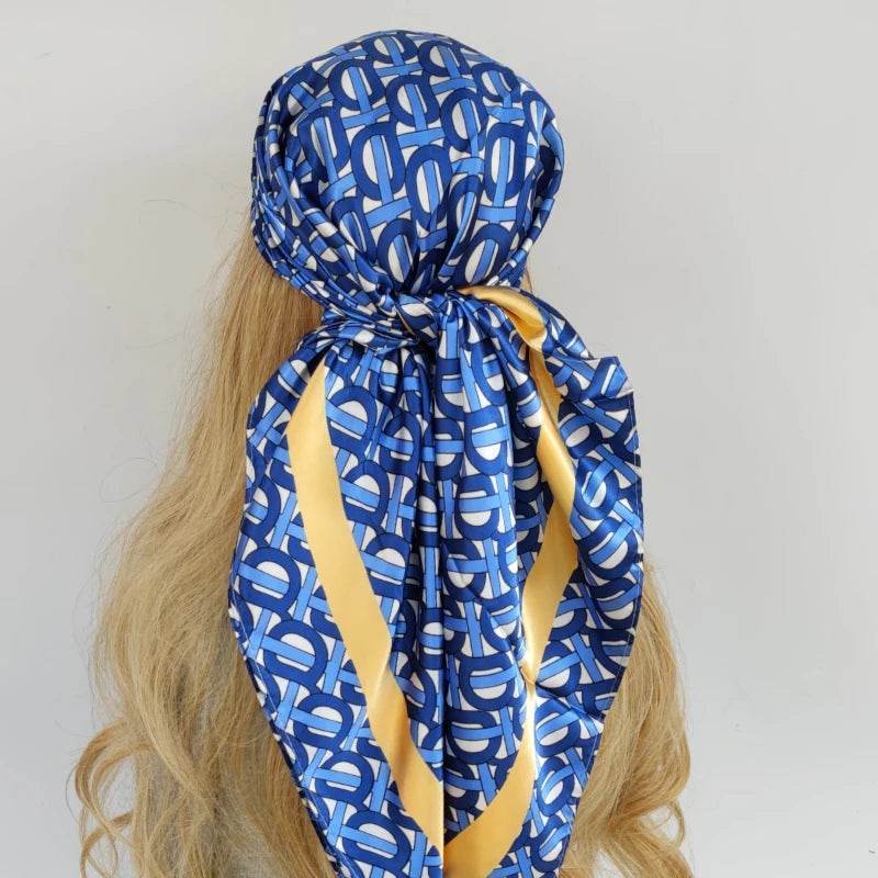 New 90*90cm Retro Brand Women Silk Scarf Bandanna Fashion Bohemian Pattern Square Hijab Lady Wrap Headband foulard muffler - AIAZ