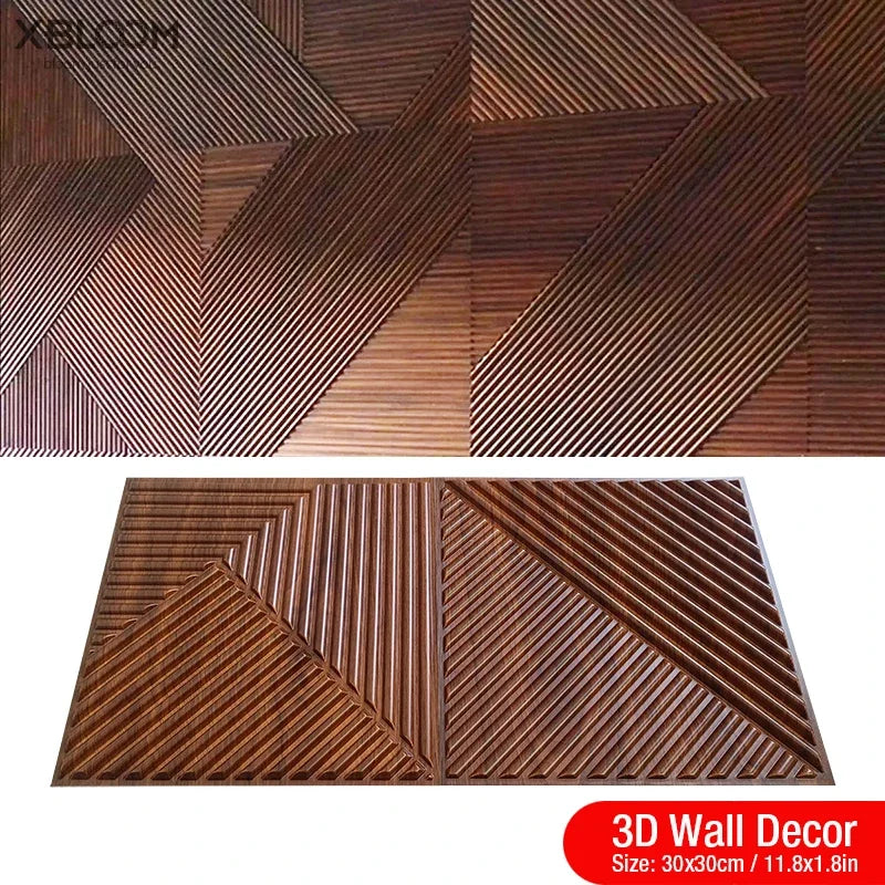 12 Pcs 30cm 3D wall sticker decorative ceiling living room Wood grain wallpaper waterproof 3D Wall panel bathroom kitchen Hotel