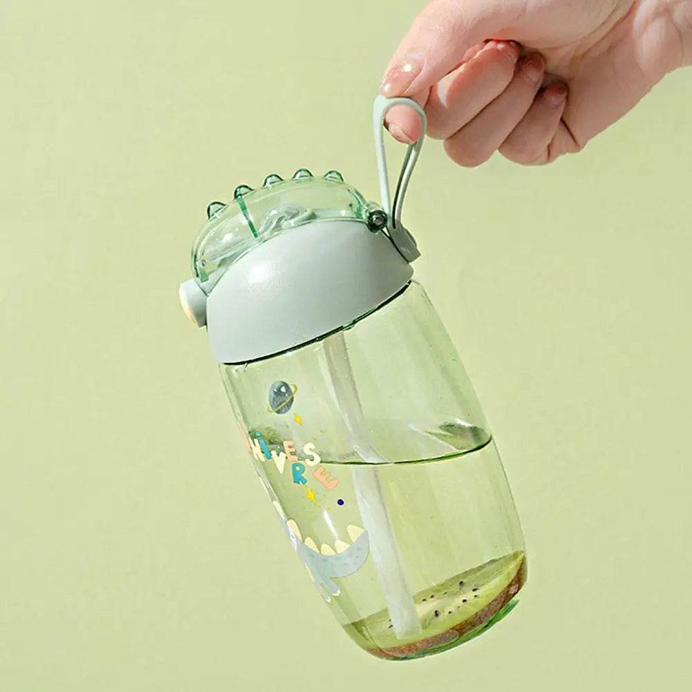 500ml Children's Dinosaur Water Bottle With Silicone Straw Leak Proof Plastic Water Bottle Summer Children's Water Cup - AIAZ