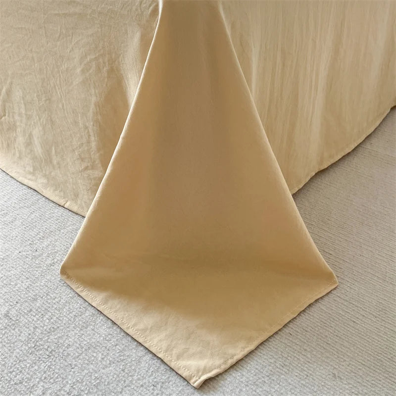 Washed Cotton Double Yarn Crepe Striped Quilt Set 3-4 Pillowcase with Sheet Bedding Cover Supplies 200x230 220x240 Skin Friendly