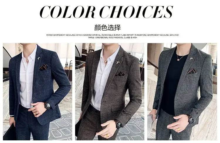 2025 Suit (Blazer+ Pants) Men's Fashion Hosts British Style Work Business Wedding Casual Art Style Elegant Gentleman Suit M-5XL - AIAZ