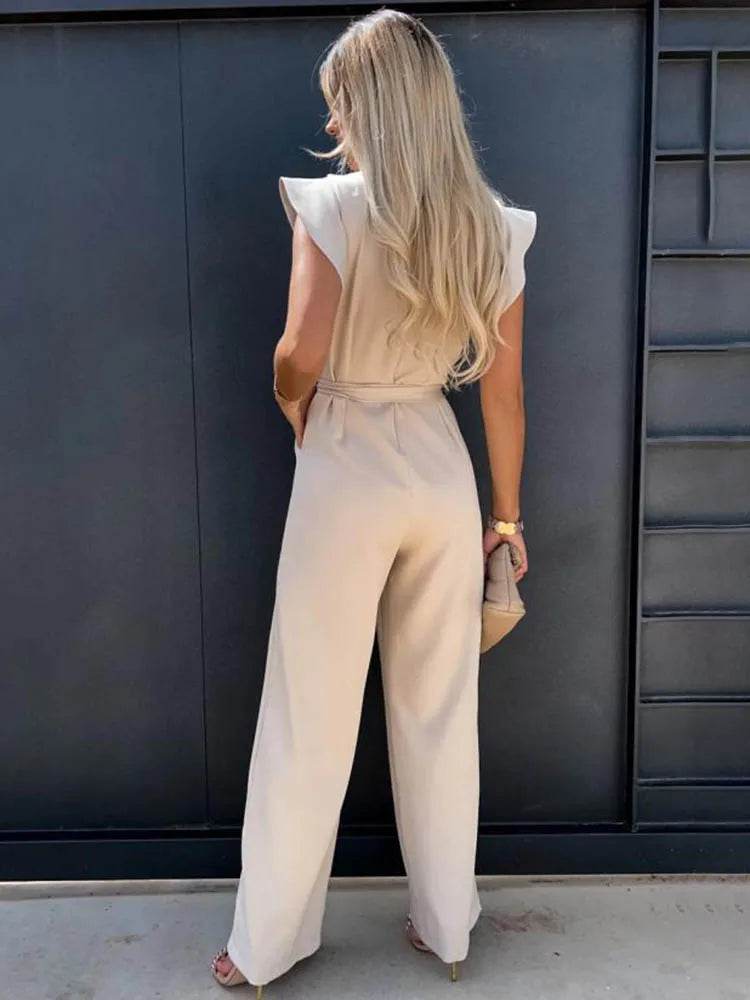 2024 Summer Short Sleeve Wide Leg Jumpsuit For Women Elegant Romper Vintage Streetwear Jumpsuits Overalls Women Jump Suit Woman - AIAZ