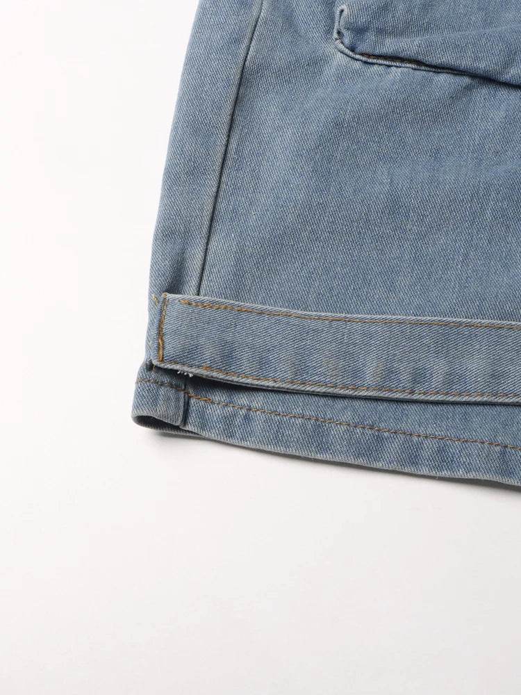 TWOTWINSTYLE Patchwork Pockets Streetwear Jumpsuits For Women Strapless Sleeveless Cold Shoulder High Waist Sexy Jumpsuit Female - AIAZ