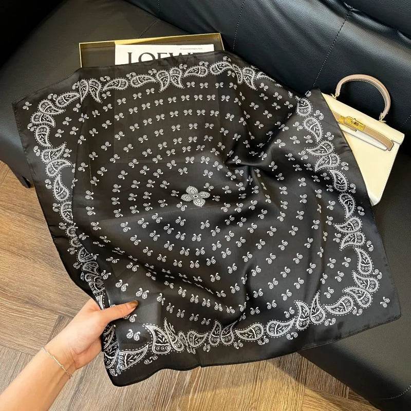 2024 New Leopard Print Square Scarf Women's Imitation Silk Scarf Casual Versatile Decoration Small Neck Scarf 70CMx70CM - AIAZ