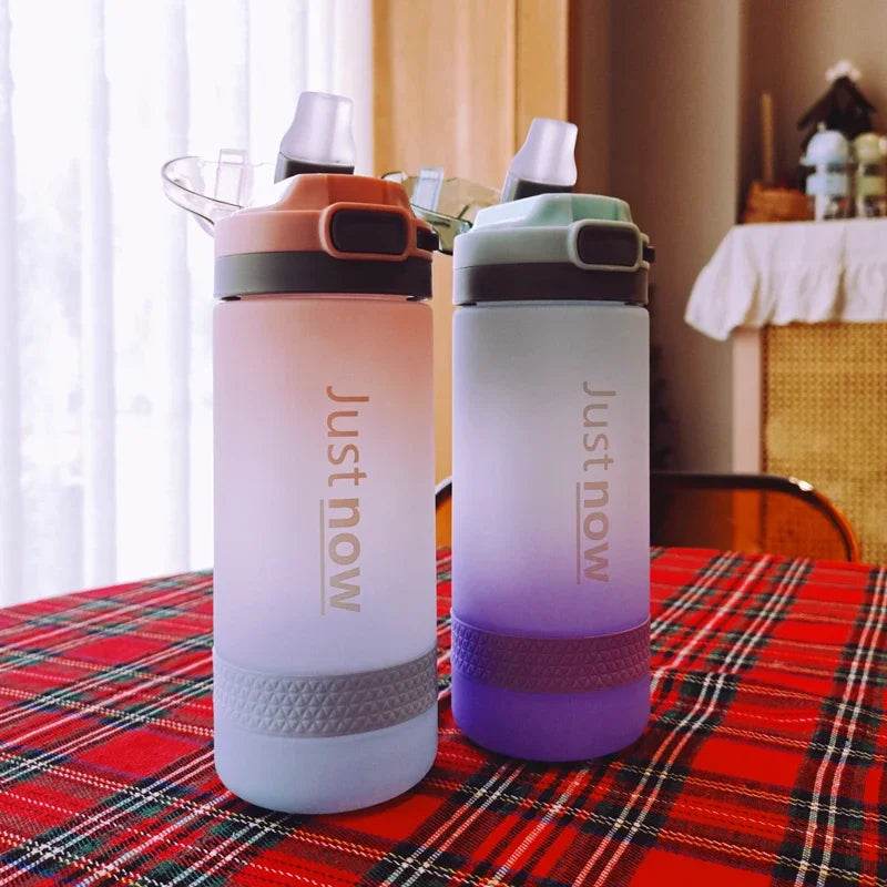 600ml Water Bottles Fashion Water Bottle with Straw BPA Free Portable Outdoor Sport Cute Drinking Plastic Bottles Eco-Friendly - AIAZ