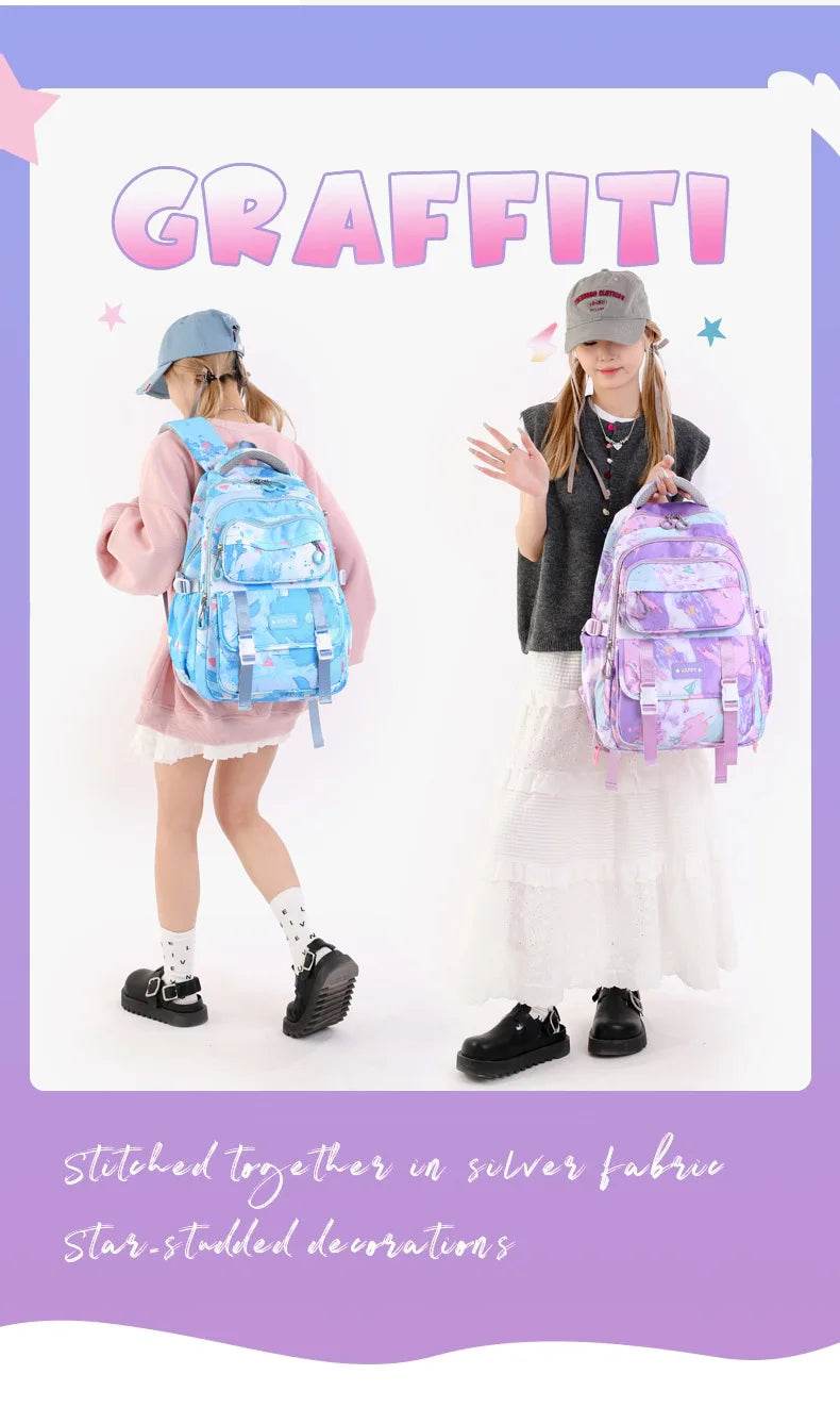 Middle School Student Backpack Children Set School Bags for Girls Kids Schoolbags Waterproof Book Bag With Lunch Bag Pencil case - AIAZ