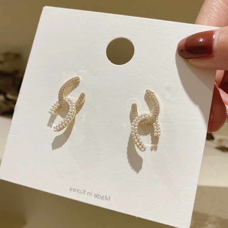 New High-end Atmosphere Decoration Shine Fashion Women Temperament Personality Exaggerated Earring Wedding Jewelry Birthday Gift