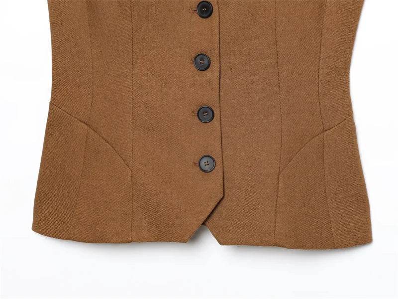 Women's Vest New Summer 2025 Solid Color Sleeveless Blend Vest Sexy V-neck Design Casual and Versatile Personality Fashion - AIAZ