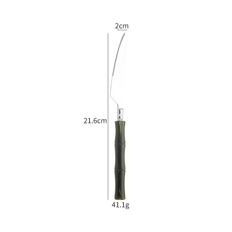 GH olive green acrylic handle 304 stainless steel cutlery cutlery cutlery spoon four-piece restaurant hotel set