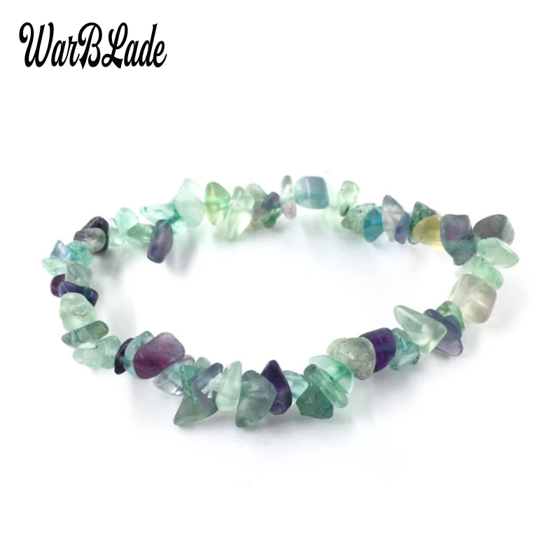 New Women Bracelets Bangles Natural Gem Stone Bracelet Irregular Stretch Chip Beads Nuggets Bracelets Bangles Crystal Wristband