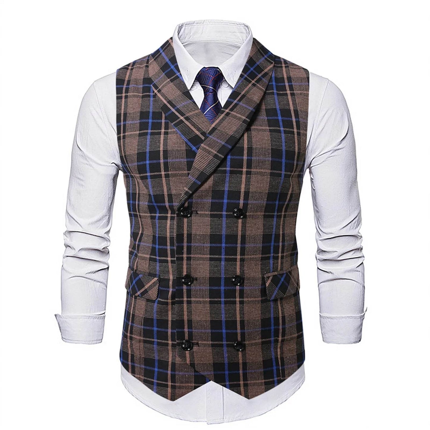 2025 Men's Spring Casual Single Button Suit Vest V Neck New Style British Men's Suit Vest Waistcoat Formal Business Suit Vest - AIAZ