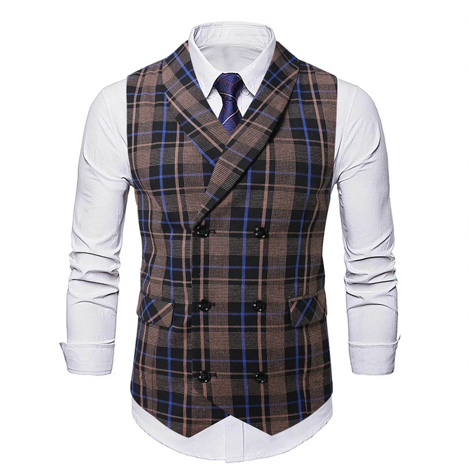 2025 Men's Spring Casual Single Button Suit Vest V Neck New Style British Men's Suit Vest Waistcoat Formal Business Suit Vest - AIAZ