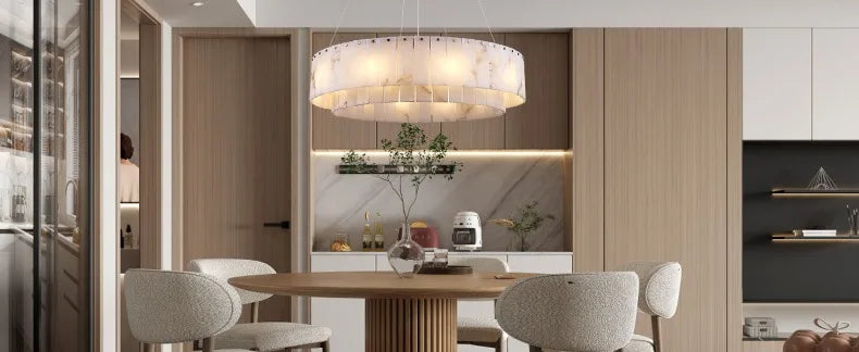 Rectangle Alabaster Chandelier for Living Room Bathroom Dining Room Decor Kitchen Foyer Adjustable Modern Marble Pendant Light