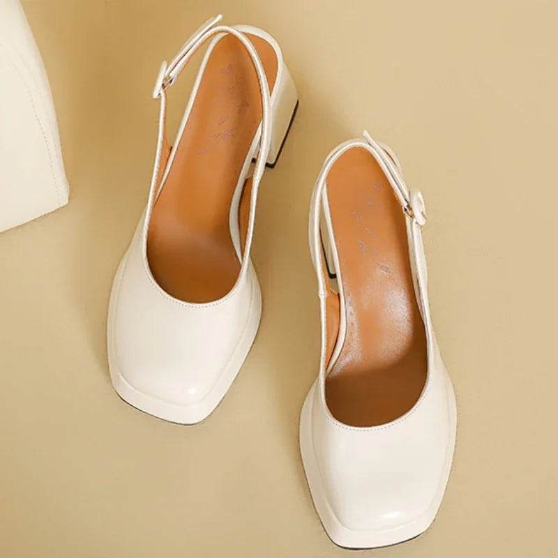 Slingbacks Summer Women Sandals Fashion Black White Pumps Shoes For Girls Elegant High Heels Wedding Shoes Ladies Large Size - AIAZ